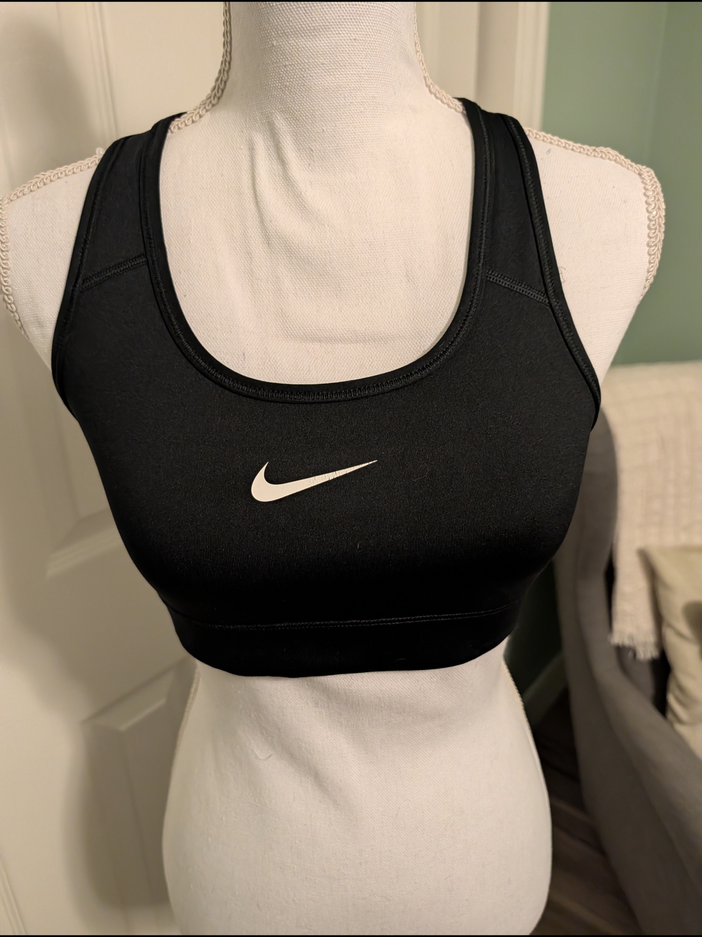 Nike Black Racerback Sports Bra with White Swoosh